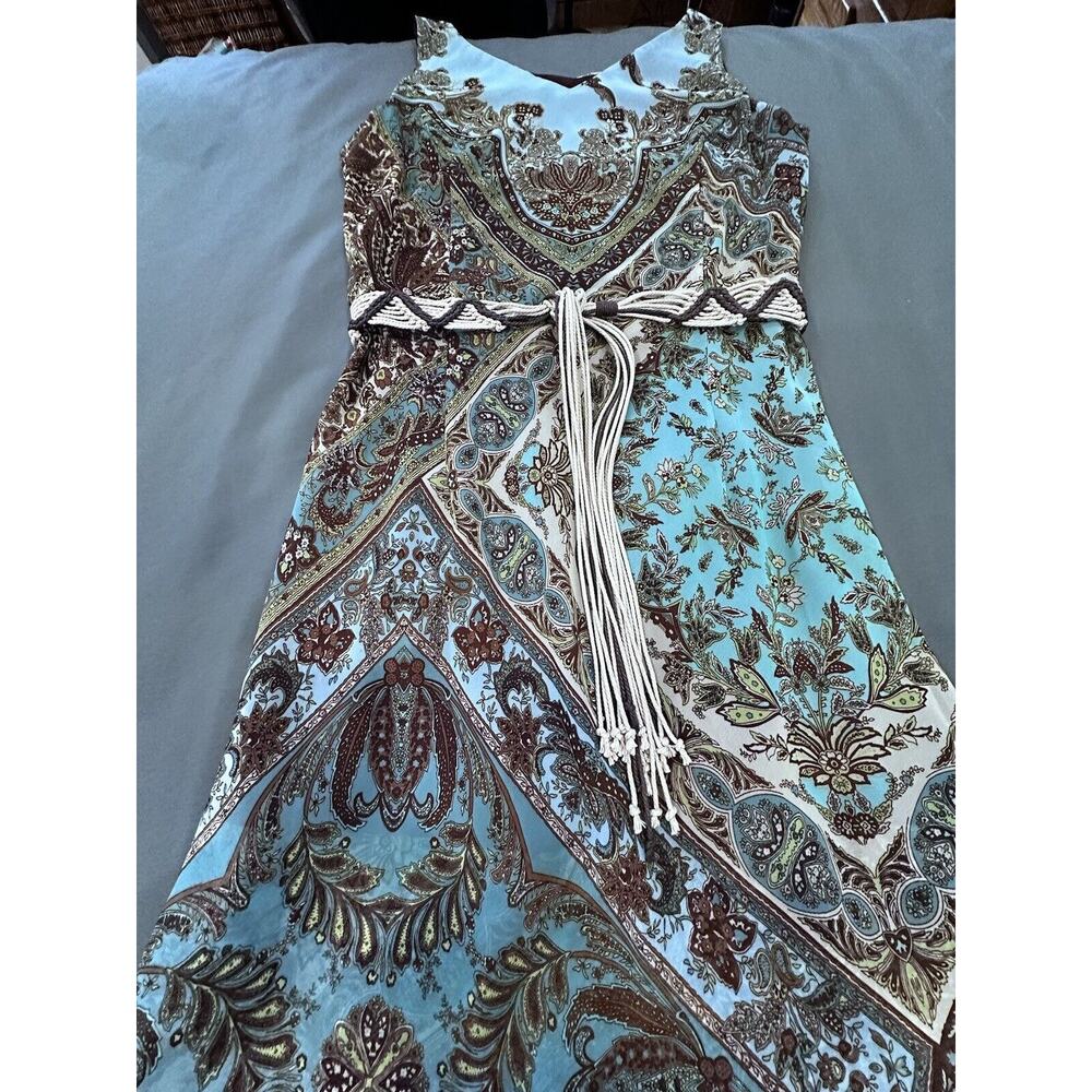 Kari New York Lined Hankerchief Hem Dress Paisley Print /Belted Size 10 - Picture 12 of 16